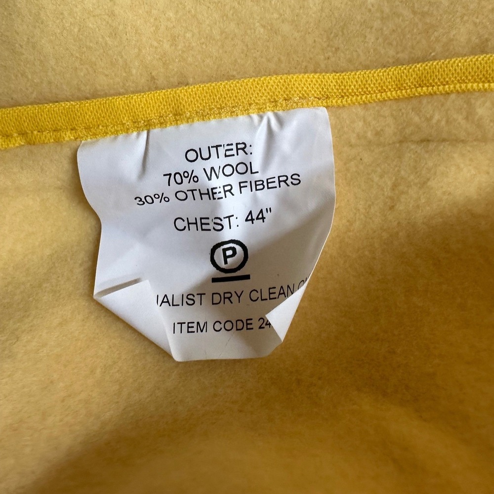 John Partridge Men's Long Duffle Coat Yellow Wool Toggle Made in England Size 44 - Picture 12 of 15